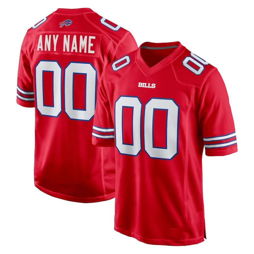 Custom B.Bills Red Alternate Game Stitched Football Jerseys