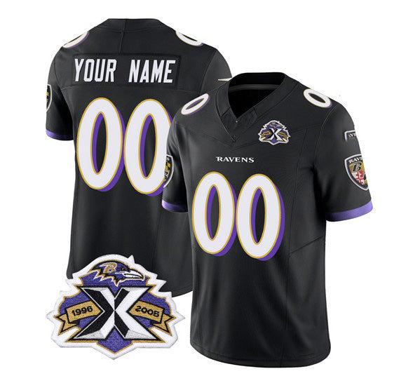 Custom B.Ravens Active Player Black 2023 F.U.S.E With Patch Throwback Vapor Limited Stitched Football Jerseys