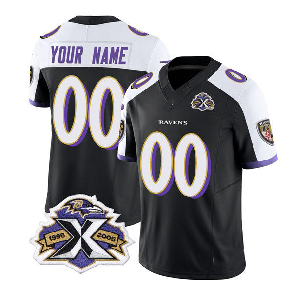 Custom B.Ravens Active Player Black White 2023 F.U.S.E With Patch Throwback Vapor Limited Stitched Football Jerseys