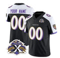 Custom B.Ravens Active Player Black White 2023 F.U.S.E With Patch Throwback Vapor Limited Stitched Football Jerseys