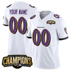 Custom B.Ravens Active Player White 2023 F.U.S.E. AFC North Champions Vapor Limited Stitched Football Jerseys
