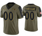 Custom B.Ravens Olive ACTIVE PLAYER 2021 Salute To Service Limited Stitched Football Jerseys