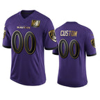 Custom B.Ravens Purple Team 25th Season Golden Limited Stitched Football Jerseys