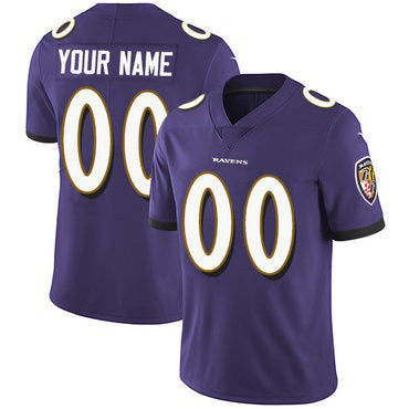 Custom B.Ravens Purple Vapor Untouchable Player Limited Stitched Football Jerseys