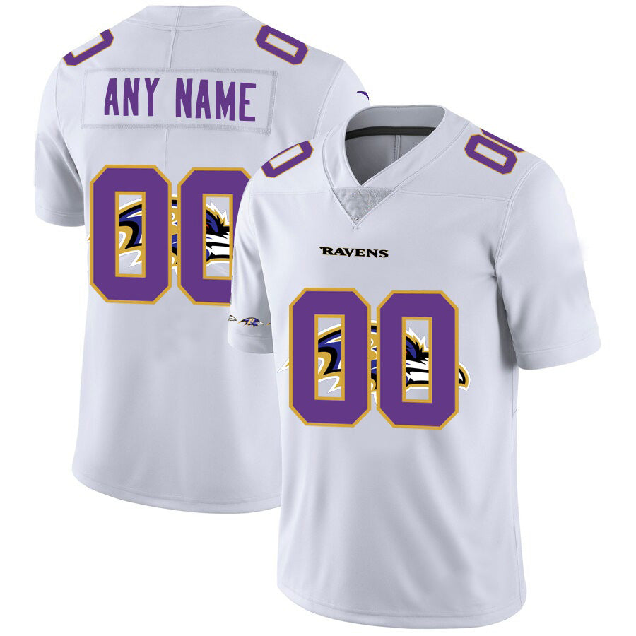 Custom B.Ravens White Team Big Logo Vapor Untouchable Limited Stitched Football Jerseys