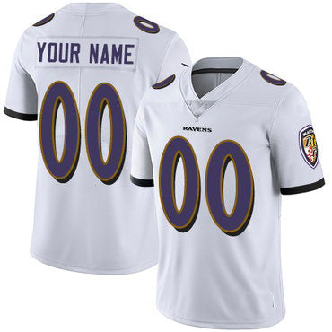 Custom B.Ravens White Vapor Untouchable Player Limited Stitched Football Jerseys