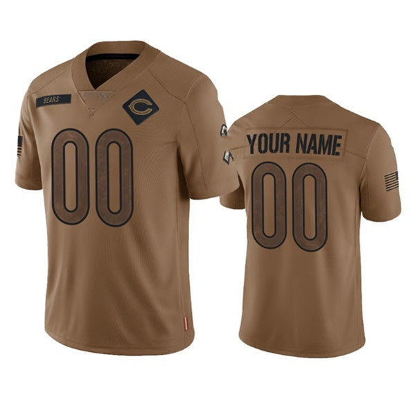 Custom C.Bears Active Player 2023 Brown Salute To Service Limited Stitched Football Jerseys