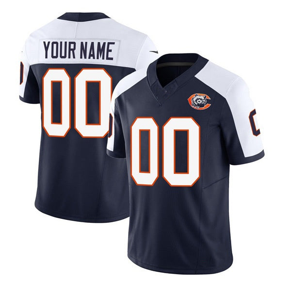 Custom C.Bears Active Player 2023 F.U.S.E. Navy White Throwback Limited Stitched Football Jerseys