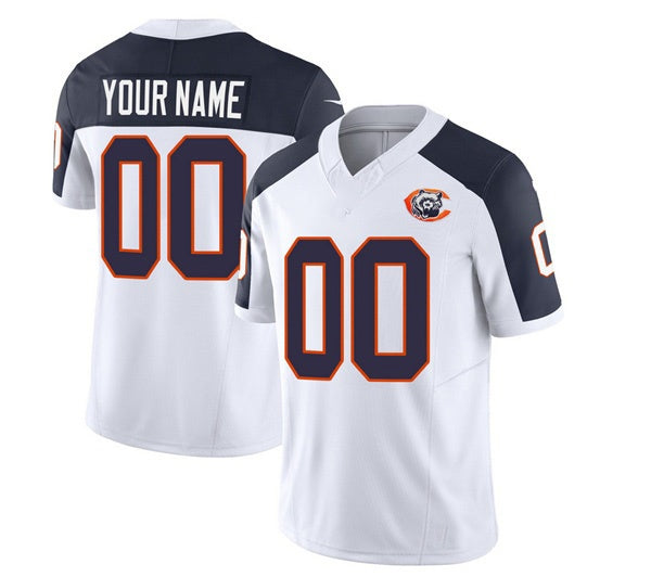 Custom C.Bears Active Player 2023 F.U.S.E. White Navy Throwback Limited Stitched Football Jerseys
