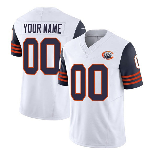 Custom C.Bears Active Player 2023 F.U.S.E. White Navy Throwback Limited Stitched Football Jerseys
