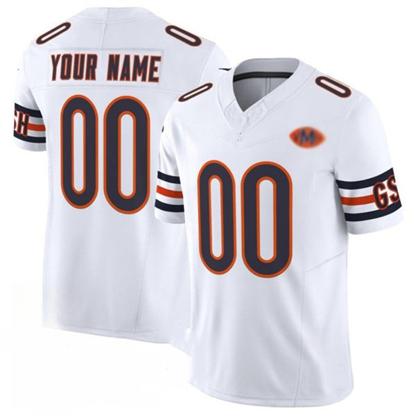 Custom C.Bears Active Player White 2025 F.U.S.E. With VMH Patch Vapor Untouchable Limited Stitched Football Jerseys