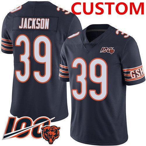 Custom C.Bears Navy Blue Team Color 100th Season Vapor Limited Stitched Football Jerseys