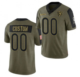 Custom C.Bears Olive ACTIVE PLAYER 2021 Salute To Service Limited Stitched Football Jerseys
