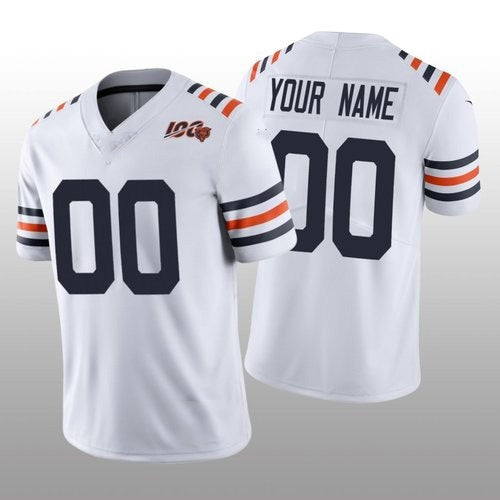 Custom C.Bears White Alternate Classic Limited 100th Season Stitched Football Jerseys