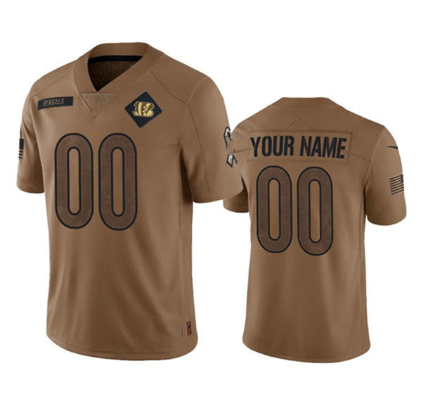 Custom C.Bengals Active Player 2023 Brown Salute To Service Limited Stitched Football Jerseys