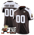 Custom C.Browns Active Player Brown Alternate F.U.S.E. #32 Jim Brown Memorial Patch Vapor Limited Stitched Football Jerseys