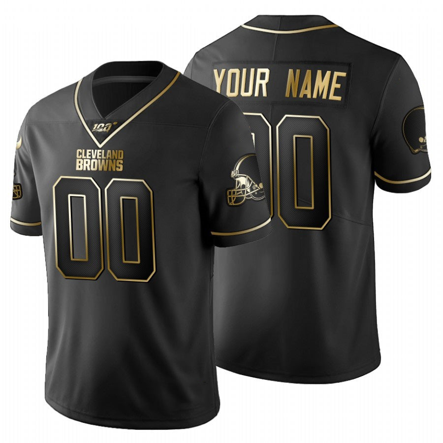 Custom C.Browns Black Golden Limited 100 Stitched Football Jerseys