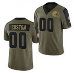 Custom C.Browns Olive ACTIVE PLAYER 2021 Salute To Service Limited Stitched Football Jerseys