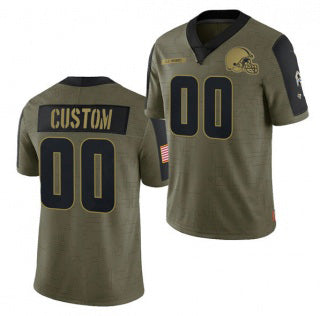 Custom C.Browns Olive ACTIVE PLAYER 2021 Salute To Service Limited Stitched Football Jerseys