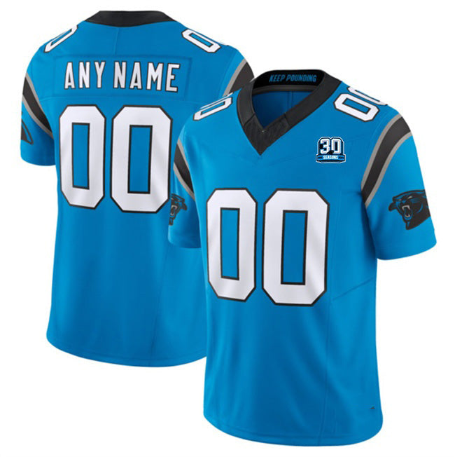 Custom C.Panthers Active Player Blue 2024 30th Anniversary Patch F.U.S.E. Vapor Limited Stitched Football Jerseys