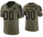 Custom C.Panthers Olive ACTIVE PLAYER 2021 Salute To Service Limited Stitched Football Jerseys