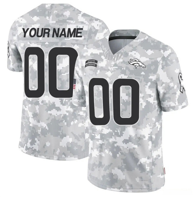 Custom D.Broncos Active Player 2024 F.U.S.E Arctic Camo Salute To Service Limited Stitched Football Jerseys