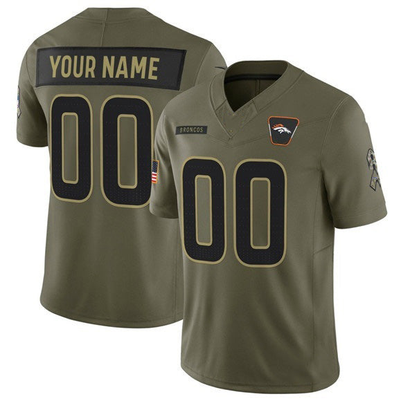 Custom D.Broncos Active Player Olive 2025 Salute to Service Limited Stitched Football Jerseys