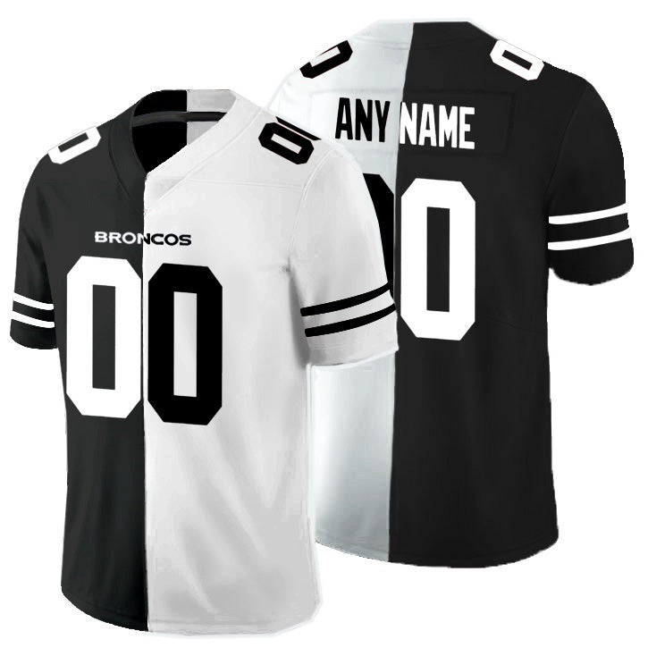 Custom D.Broncos Black And White Split Vapor Untouchable Limited Stitched Football Jerseys