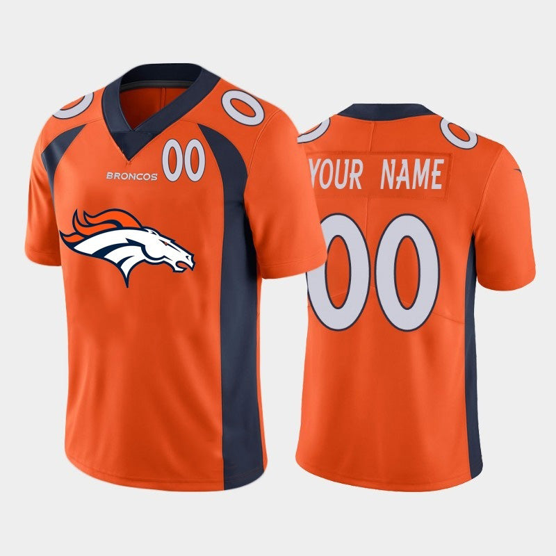 Custom D.Broncos Orange Team Big Logo Number Vapor Untouchable Limited Stitched Football Jerseys