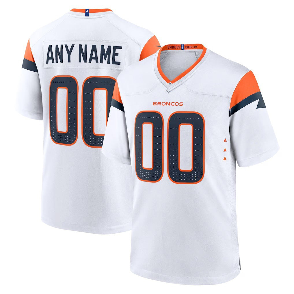 Custom D.Broncos White Mile High Collection Game Stitched Football Jerseys