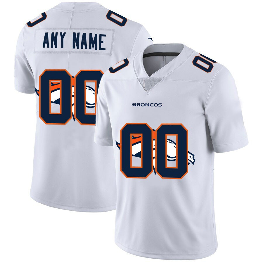 Custom D.Broncos White Team Big Logo Vapor Untouchable Limited Stitched Football Jerseys