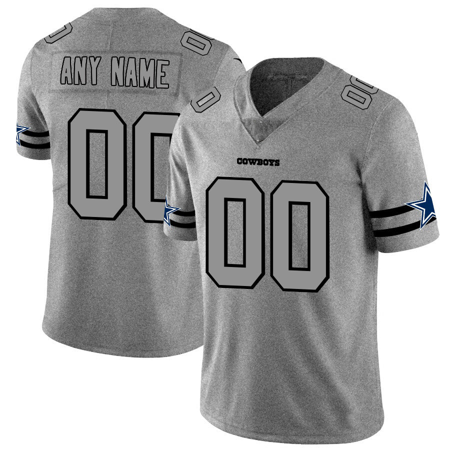 Custom D.Cowboys 2019 Gray Gridiron Gray Vapor Untouchable Limited Stitched Football Jerseys