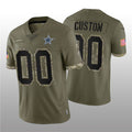Custom D.Cowboys ACTIVE PLAYER 2022 Olive Salute To Service Limited Stitched Football Jerseys