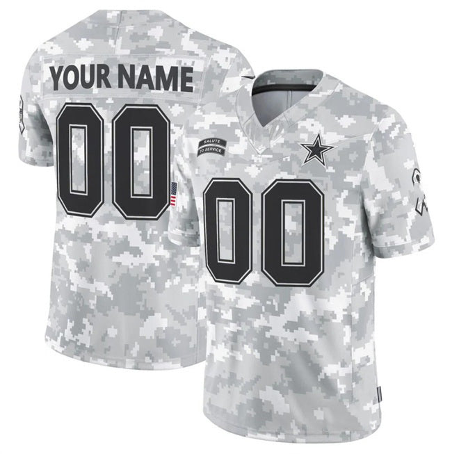 Custom D.Cowboys Active Player 2024 F.U.S.E Arctic Camo Salute To Service Limited Stitched Football Jerseys
