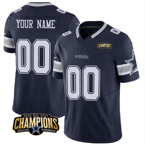 Custom D.Cowboys Active Player Navy 2023 F.U.S.E. NFC East Champions Patch Stitched Football Jerseys