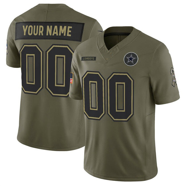 Custom D.Cowboys Active Player Olive 2025 F.U.S.E. Salute to Service Limited Stitched Football Jerseys