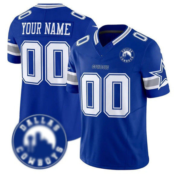 Custom D.Cowboys Active Player Royal 2025 F.U.S.E Dallas City Patch Vapor Untouchable Limited Stitched Football Jerseys