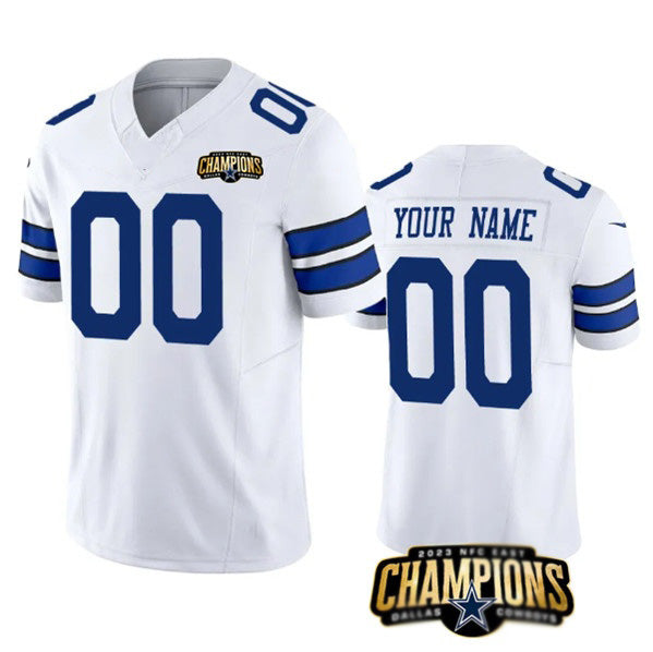 Custom D.Cowboys Active Player White 2023 F.U.S.E. NFC East Champions Patch Stitched Football Jerseys