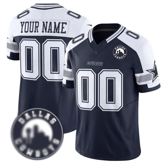 Custom D.Cowboys Active Player White Navy Alternate 2025 F.U.S.E Dallas City Patch Vapor Untouchable Limited Stitched Football Game Jerseys
