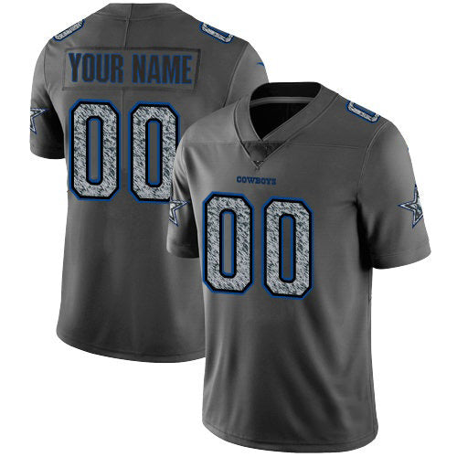 Custom D.Cowboys Gray Static Vapor Untouchable Stitched Football Jerseys
