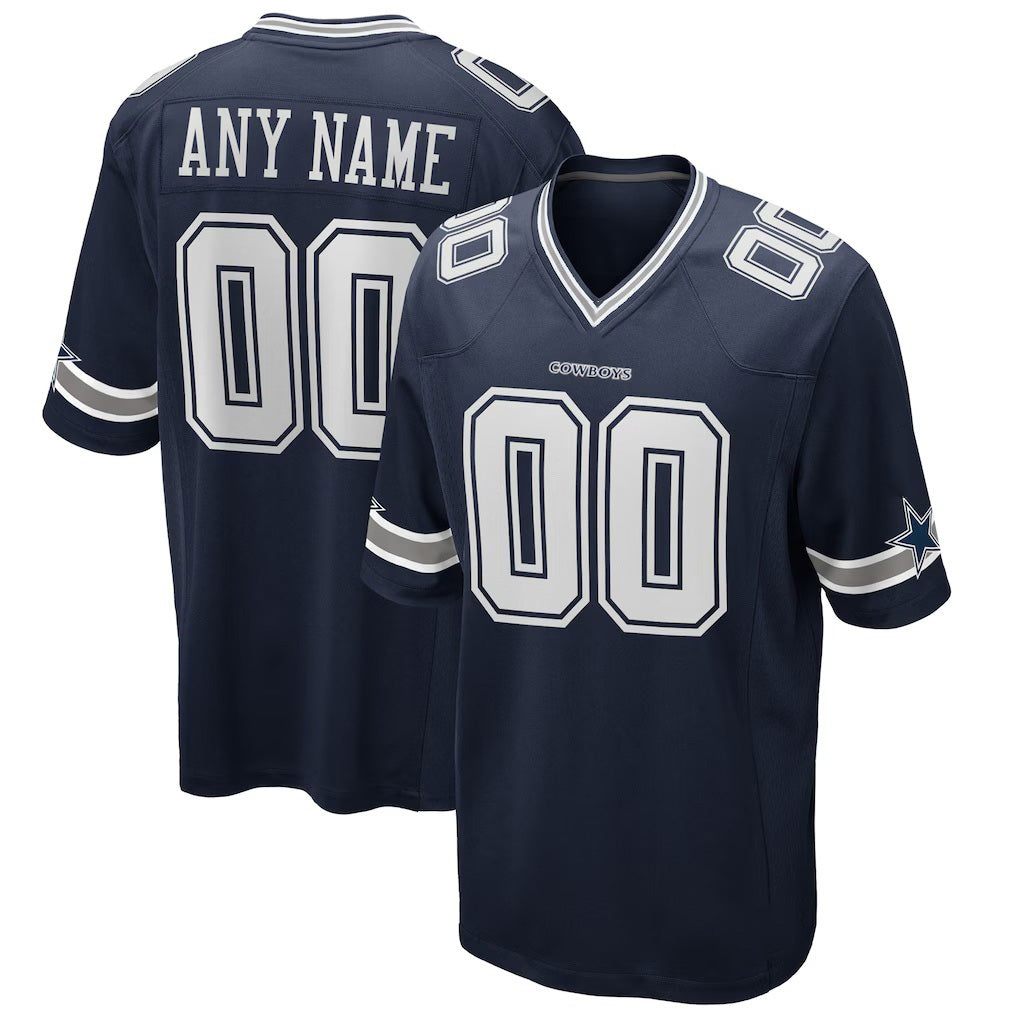 Custom D.Cowboys Navy Game Stitched Football Jerseys
