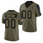 Custom D.Cowboys Olive ACTIVE PLAYER 2021 Salute To Service Limited Stitched Football Jerseys