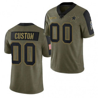 Custom D.Cowboys Olive ACTIVE PLAYER 2021 Salute To Service Limited Stitched Football Jerseys