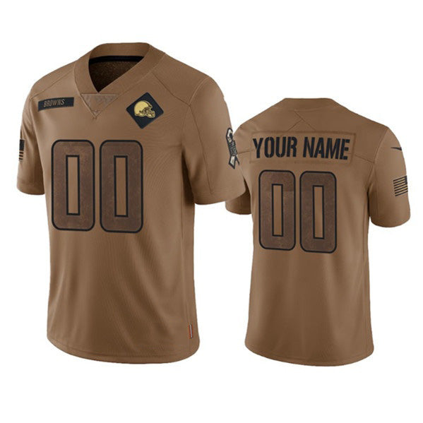 Custom C.Browns Active Player 2023 Brown Salute To Service Limited Stitched Football Jerseys