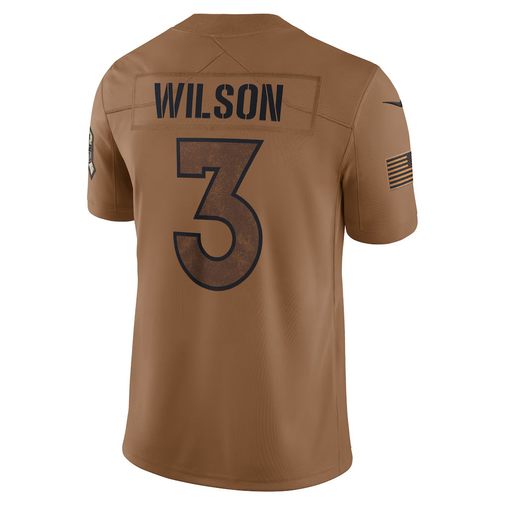 D.Broncos #3 Russell Wilson Brown Salute To Service Limited Stitched Football Jerseys