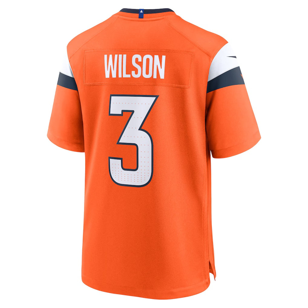 D.Broncos #3 Russell Wilson Orange Game Stitched Football Jerseys