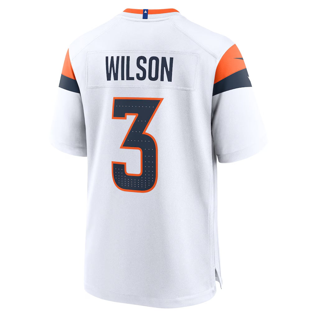 D.Broncos #3 Russell Wilson White Game Stitched Football Jerseys