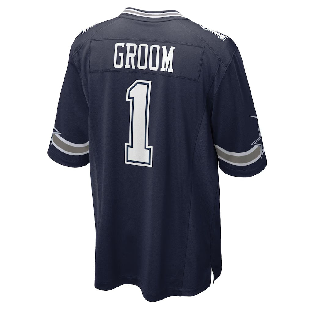 D.Cowboys Number #1 Groom Navy Game Stitched Football Jerseys