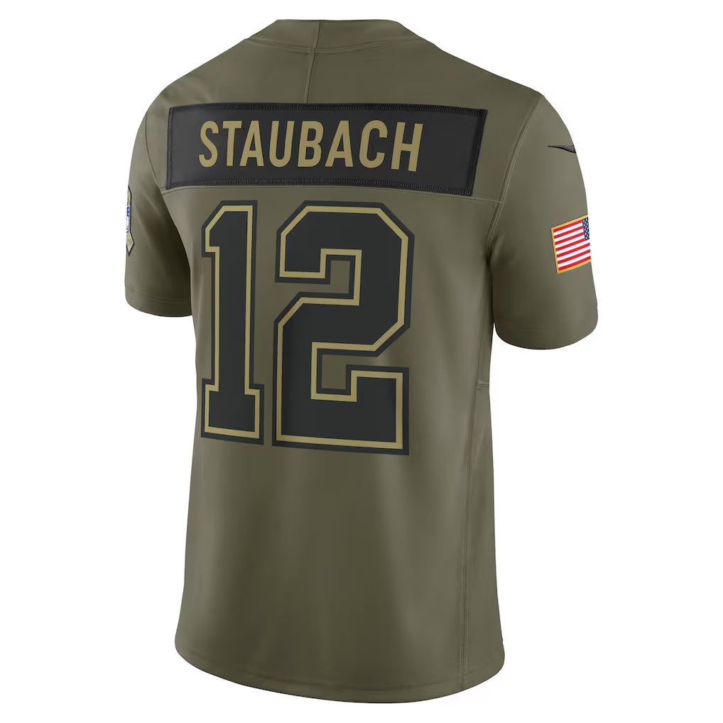 D.Cowboys #12 Roger Staubach Olive 2025 Salute to Service Retired Limited Stitched Football Jerseys