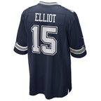 D.Cowboys #15 Ezekiel Elliott Navy Team Game Stitched Football Jerseys